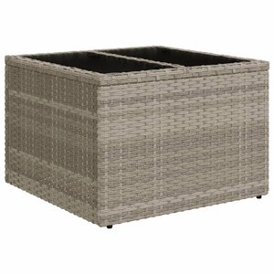 vidaXL Table de jardin avec dessus en verre gris clair résine tressée