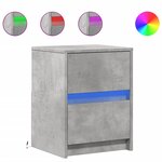 vidaXL Armoires de chevet et lumières LED 2 Pièces gris béton