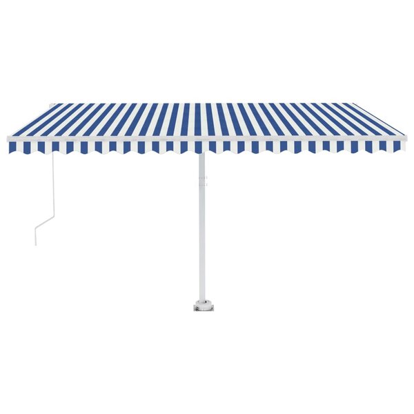 vidaXL Auvent manuel rétractable avec LED 450x300 cm Bleu et blanc