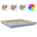 vidaXL Cadre de lit et lumières LED sans matelas sonoma gris 180x200cm