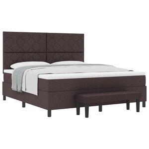 vidaXL Lit à ressorts avec matelas et banc marron foncé 180x200 cm en tissu