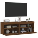 vidaXL Meubles TV muraux lumières LED 2 Pièces chêne marron 60x30x40 cm