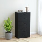 vidaXL Buffet avec 6 tiroirs Noir 50x34x96 cm Bois d'ingénierie