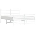 vidaXL Cadre de lit métal sans matelas et pied de lit blanc 140x200 cm