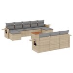 vidaXL Salon de jardin 11 Pièces avec coussins beige résine tressée