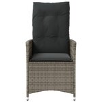 vidaXL Chaise inclinable de jardin avec coussins gris résine tressée
