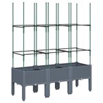 vidaXL Jardinière avec treillis gris 120x40x142 5 cm PP