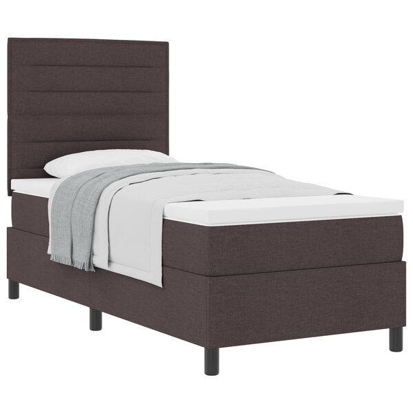 vidaXL Lit à ressort avec matelas Marron foncé 90x200 cm Tissu