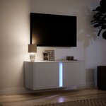 vidaXL Meuble TV mural avec lumières LED blanc 80x31x35 cm