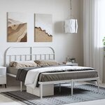 vidaXL Cadre de lit métal sans matelas et tête de lit blanc 135x190 cm