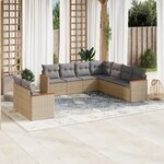 vidaXL Salon de jardin avec coussins 9Pièces mélange beige résine tressée