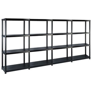 vidaXL Étagère de rangement à 4 niveaux Noir 244x30 5x130 cm Plastique