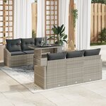 vidaXL Ensemble de canapé de jardin 7 pièces avec coussins gris clair en poly rotin