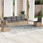 vidaXL Salon de jardin avec coussins 6 Pièces beige résine tressée