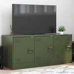 vidaXL Meuble TV vert olive 99x39x44 cm acier