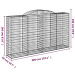 vidaXL Paniers à gabions arqués 15 Pièces 300x50x160/180 cm fer galvanisé