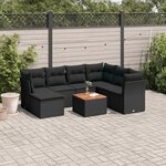 vidaXL Salon de jardin 8 Pièces avec coussins noir résine tressée