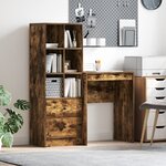 vidaXL Bureau avec rangement Chêne fumé Bois d'ingénierie