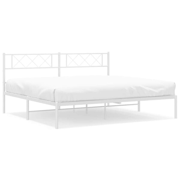 vidaXL Cadre de lit métal sans matelas et tête de lit blanc 193x203 cm