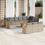 vidaXL Salon de jardin et coussins 14 Pièces mélange beige résine tressée