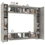 vidaXL Ensemble de meubles TV 8 Pièces Gris béton Bois d'ingénierie