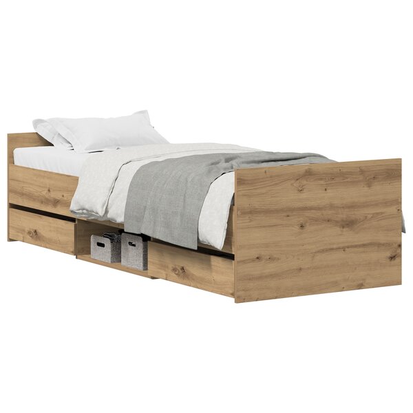 vidaXL Cadre de lit sans matelas Chêne artisanal 75x190 cm Bois d'ingénierie