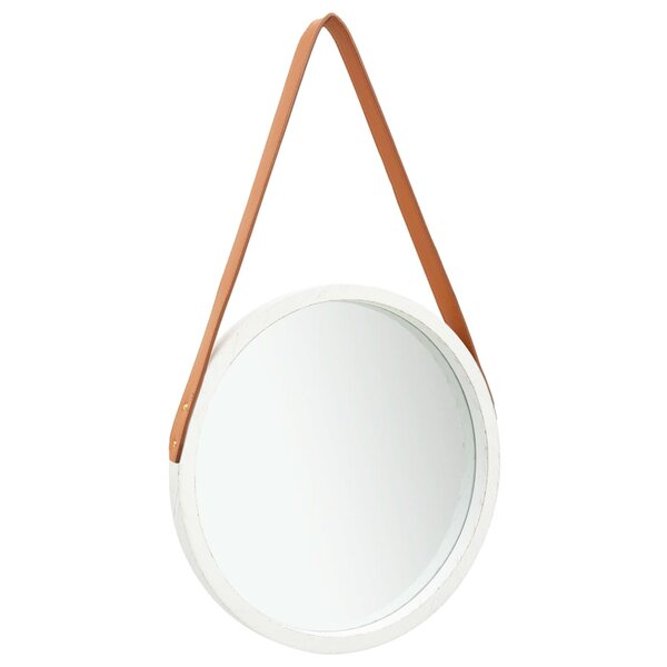 vidaXL Miroir mural avec sangle 40 cm Blanc