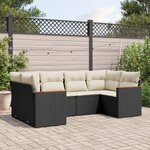 vidaXL Salon de jardin 6 Pièces avec coussins noir résine tressée