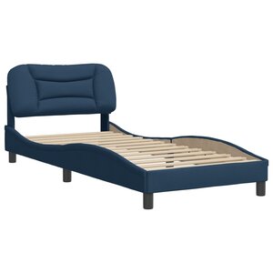 vidaXL Cadre de lit avec tête de lit Bleu 90x200 cm Tissu