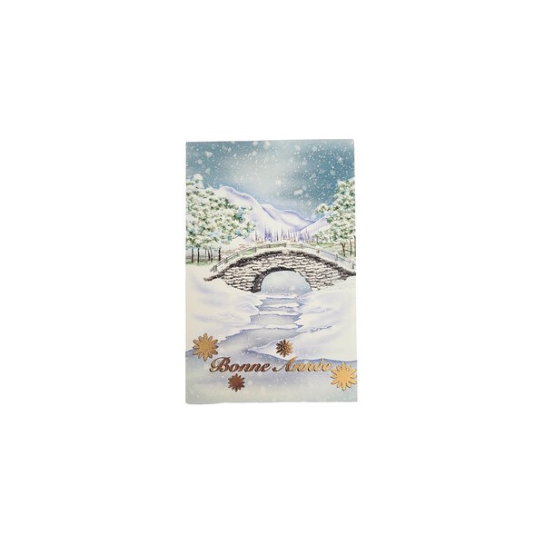 Carte de Voeux - 13.5 x 8.5 cm - Bonne Année Pont Sous La Neige