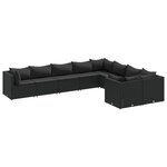 vidaXL Salon de jardin 9 Pièces avec coussins noir résine tressée