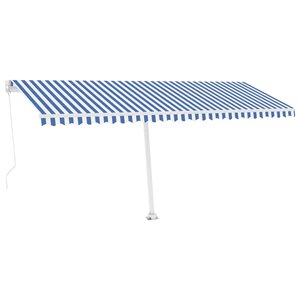 vidaXL Auvent manuel rétractable avec LED 500x300 cm Bleu et blanc