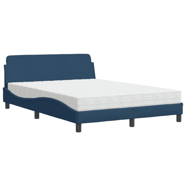 vidaXL Lit avec matelas bleu 140x200 cm tissu