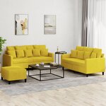 vidaXL Ensemble de canapés 3 Pièces avec coussins Jaune Velours