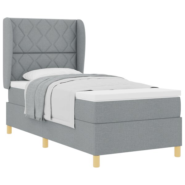 Lit à ressort vidaXL avec matelas gris clair 100x200 cm en tissu