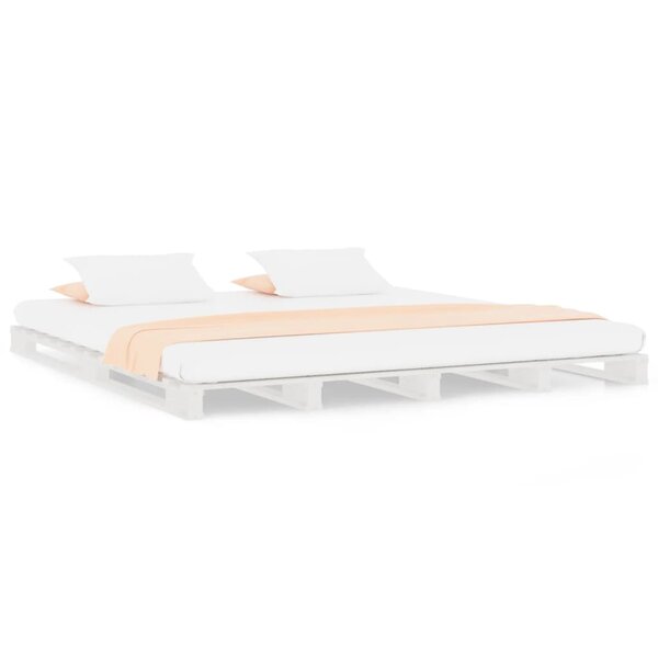 vidaXL Lit de palette blanc 150x200 cm bois de pin massif très grand