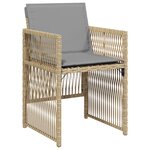 Ensemble de salle à manger de jardin 5 pièces avec coussins en rotin poly-beige