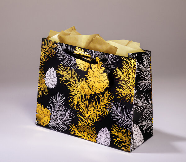Sac cadeau ombre mmhzl 25 x h 20 pommes de pin