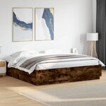 vidaXL Cadre de lit avec LED sans matelas chêne fumé 200x200 cm