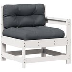 vidaXL Salon de jardin 5 Pièces avec coussins blanc bois massif de pin