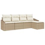 vidaXL Ensemble de salle à manger de jardin 5 pièces avec coussins Beige en rattan synthétique