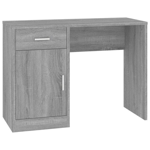 Bureau table poste de travail meuble d'ordinateur informatique étude avec tiroir et armoire sonoma 100 x 40 x 73 cm gris 02_0023455