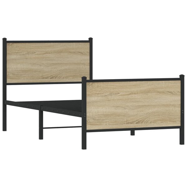 vidaXL Cadre de lit en métal sans matelas chêne sonoma 75x190 cm