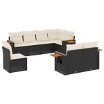 vidaXL Salon de jardin 8 Pièces avec coussins noir résine tressée