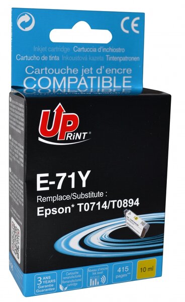 UPrint Cartouche encre T0714 XL Jaune compatible avec EPSON D78 D120 DX4000 DX5000 DX6000 DX7400 DX8400 DX9400F S20 S21 SX100 SX105 SX110 SX200 SX210 SX215 SX400 SX410 SX510W SX600FW BX300F B40W BX600FW