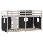 vidaXL Lit superposé avec rideaux blanc/noir 80x200 cm bois pin massif