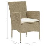 vidaXL Ensemble à manger de jardin et coussins 3 Pièces Poly rotin Beige