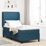 Lit à ressort vidaXL avec matelas bleu foncé 100x200 cm en velours