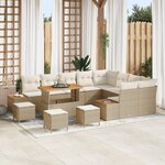 Ensemble de Canapé de Jardin vidaXL 13 pièces avec Coussins Beige Rotin Poly Acacia