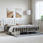 vidaXL Cadre de lit métal sans matelas et pied de lit blanc 193x203 cm